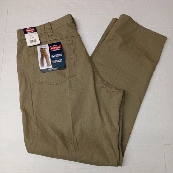 Wrangler Technician Ripstop Pants Men's 38x32 Dark Khaki - Picture 1 of 7